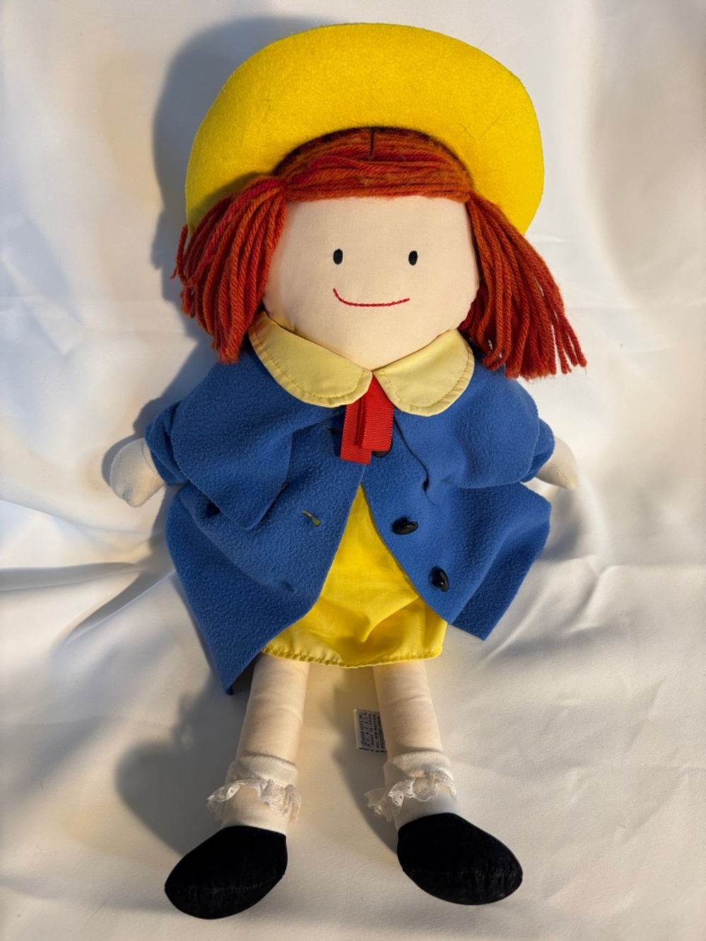 Vintage Madeline Children's Soft Rag Doll in Yellow Hat & Blue Coat -GB1 sku